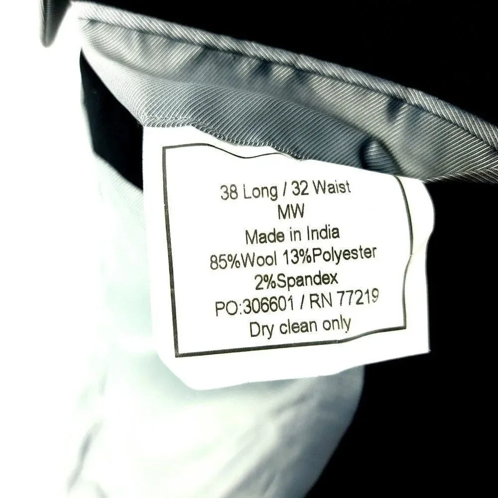 Pronto Uomo Wool Polyester Spandex 2 Button Suit Jacket‎ 38R Black